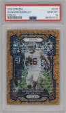 Saquon Barkley from the 2023 Panini Prizm set featuring a Disco parallel graded by PSA and given an overall grade of 10.