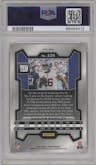 Saquon Barkley from the 2023 Panini Prizm set featuring a Disco parallel graded by PSA and given an overall grade of 10.