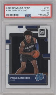 Paolo Banchero from the 2022-23 Panini Donruss Optic  set graded by PSA and given an overall grade of 10.