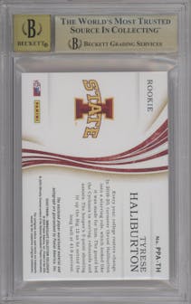 Tyrese Haliburton from the 2020-21 Immaculate Collection Collegiate Basketball set graded by Beckett and given an overall grade of 9.5.