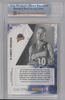 Stephen Curry from the 2009-10 Panini Rookies & Stars set graded by Beckett and given an overall grade of 8.5.