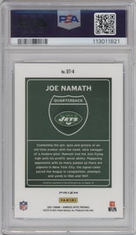 Joe Namath from the 2021 Panini Donruss Optic set graded by PSA and given an overall grade of 9.