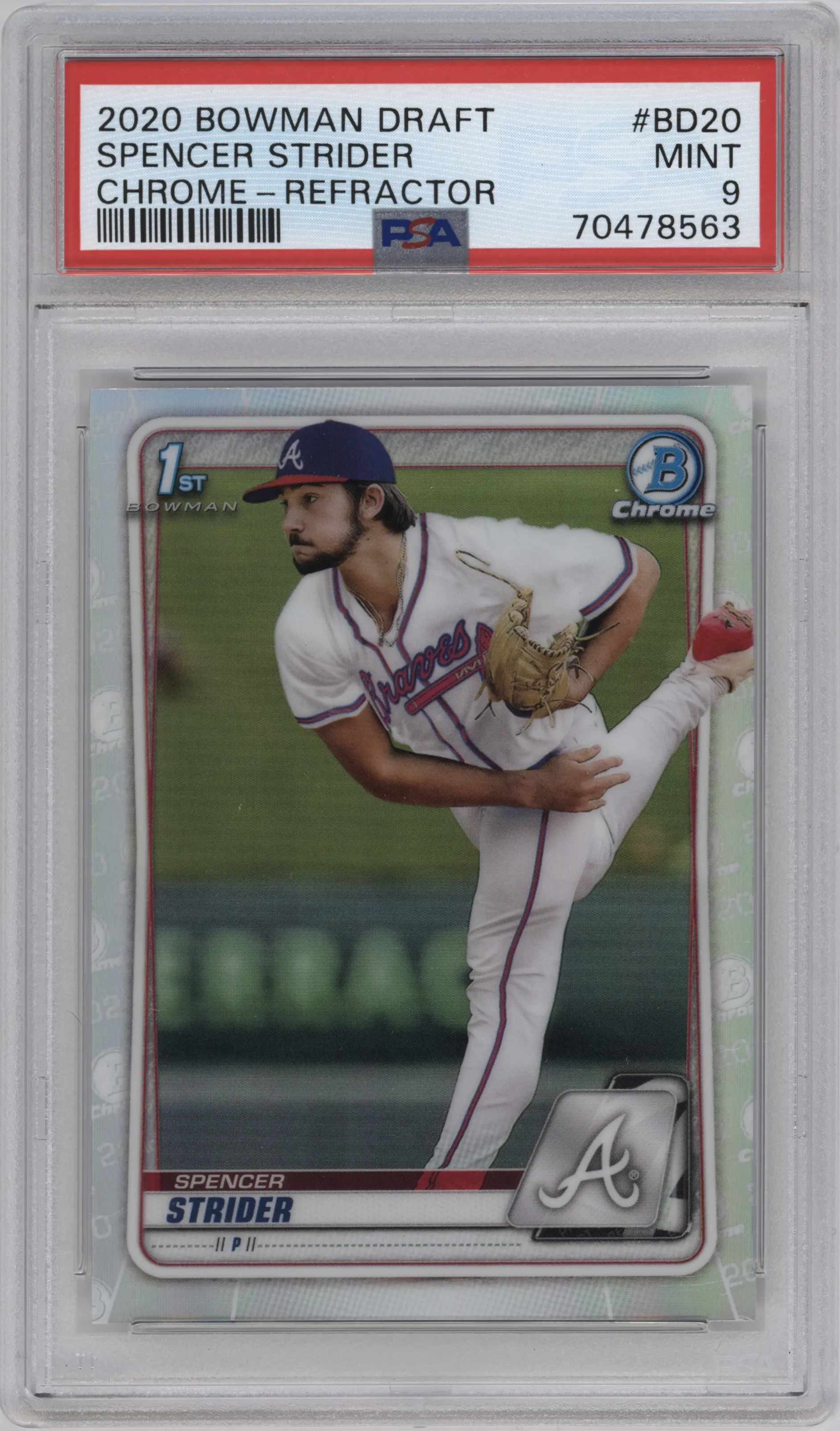 2020 Bowman Draft Chrome Spencer Strider Refractor PSA 9