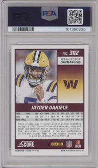 Jayden Daniels from the 2024 Panini Score set graded by PSA and given an overall grade of 10.