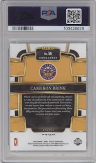 Cameron Brink from the 2024 Panini Select WNBA set featuring a Silver Prizm parallel graded by PSA and given an overall grade of 10.