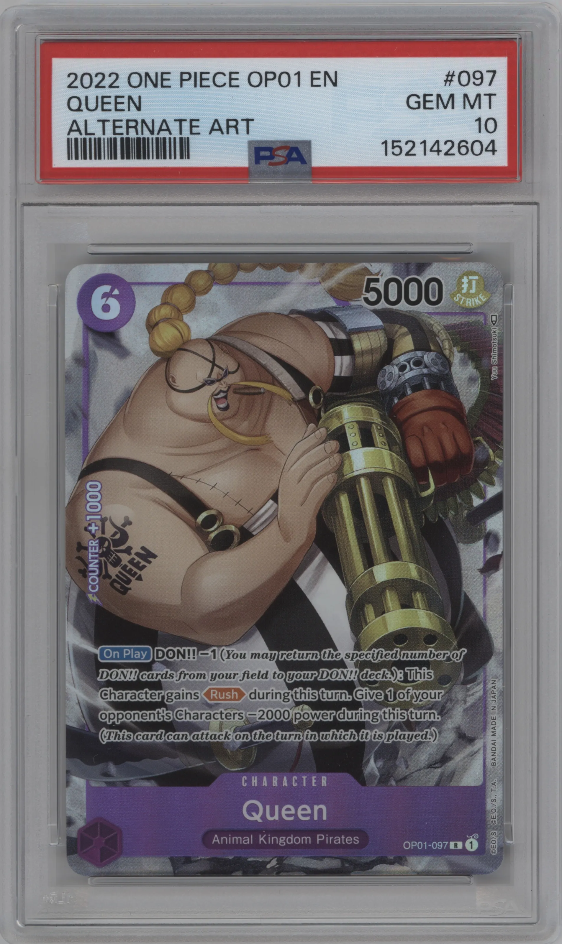 2022 One Piece Romance Dawn Queen Alternate Art PSA 10