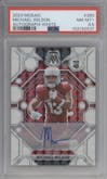 Michael Wilson from the 2023 Panini Mosaic set featuring a White Mosaic parallel graded by PSA and given an overall grade of 8.5.