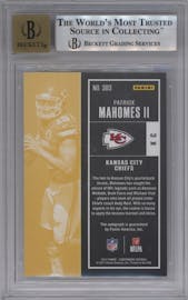 Patrick Mahomes II from the 2017 Panini Contenders set graded by Beckett and given an overall grade of 9.