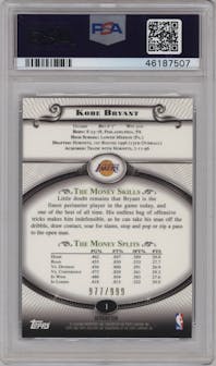 Kobe Bryant from the 2008-09 Topps Treasury Basketball set featuring a Bronze Refractor parallel graded by PSA and given an overall grade of 10.