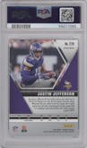 Justin Jefferson from the 2020 Panini Mosaic set featuring a Green Mosaic parallel graded by PSA and given an overall grade of 10.