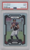 C.J. Stroud from the 2023 Panini Prizm set featuring a Silver Prizm parallel graded by PSA and given an overall grade of 9.