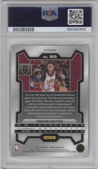 Emoni Bates from the 2023-24 Panini Prizm set featuring a White Prizm parallel graded by PSA and given an overall grade of 10.