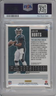 Jalen Hurts from the 2020 Panini Contenders Optic set featuring a Silver parallel graded by PSA and given an overall grade of 10.