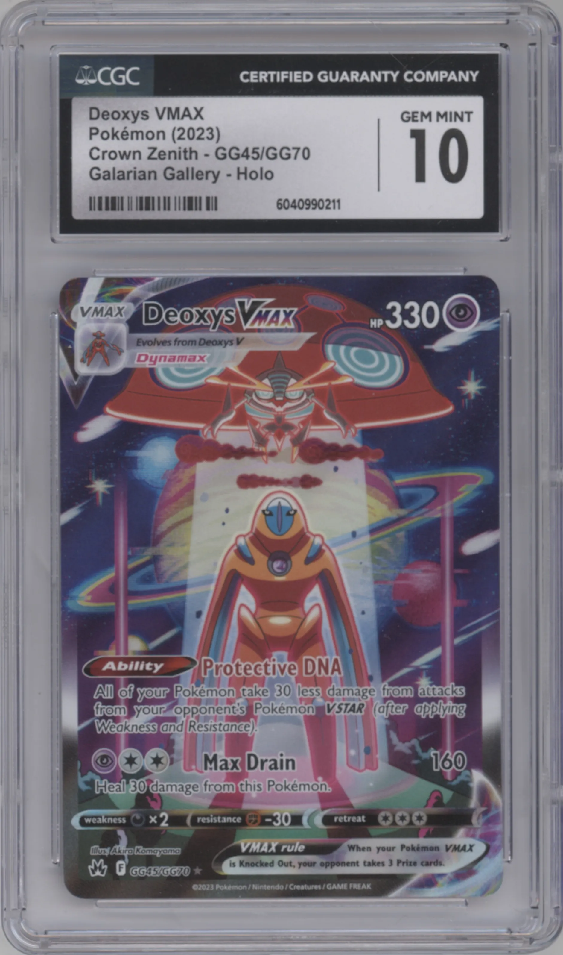2023 Pokemon SWSH Crown Zenith GG Deoxys VMAX CGC 10