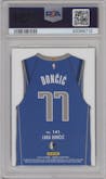Luka Doncic from the 2018-19 Panini Threads  set featuring a Dazzle parallel graded by PSA and given an overall grade of 10.