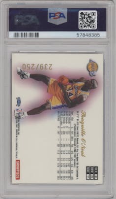 Shaquille O'Neal  from the 1997-98 Flair Showcase set graded by PSA and given an overall grade of 9.