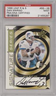Dan Marino from the 1999 Leaf Rookies & Stars set graded by PSA and given an overall grade of 9.