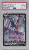 Shadow Rider Calyrex V from the 2022 Pokemon SWSH set graded by PSA and given an overall grade of 10.