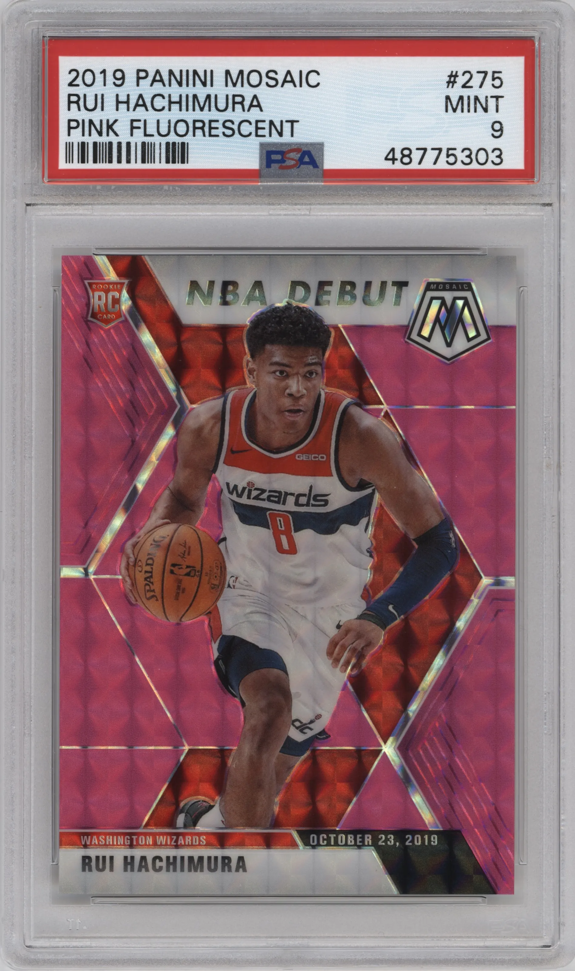 2019 Panini Mosaic Rui Hachimura Pink Fluorescent PSA 9