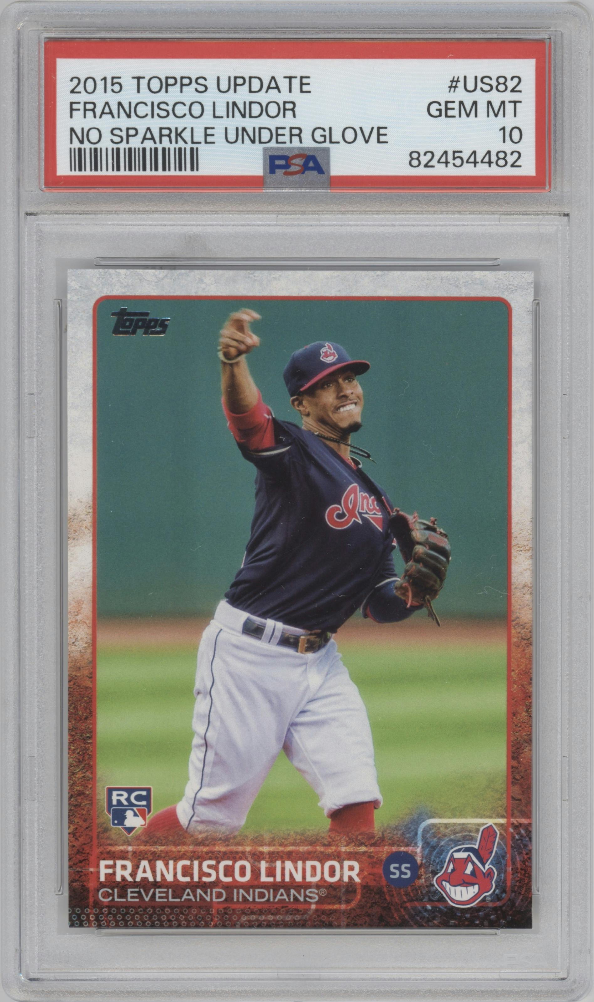 Francisco Lindor from the 2015 Topps Update Series set graded by PSA and given an overall grade of 10.