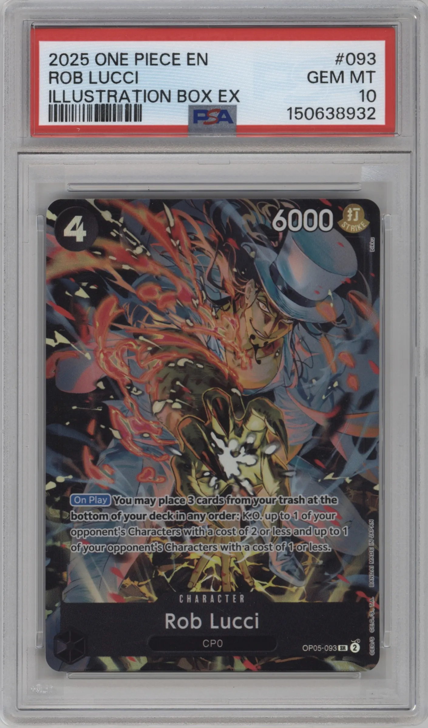 2025 One Piece Rob Lucci Illustration Box EX SR #OP05-093 SR PSA 10
