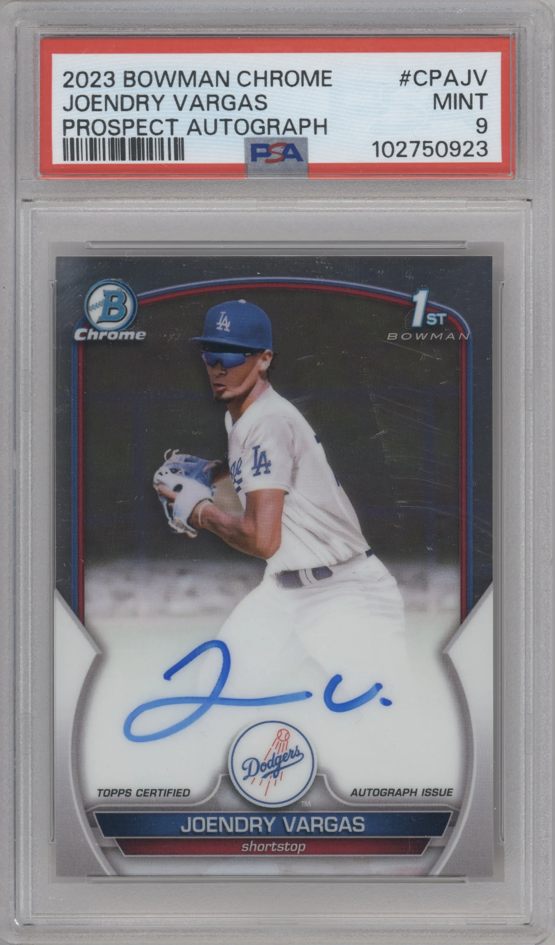 2023 Bowman Chrome Chr.Pros.Auto Joendry Vargas PSA 9
