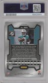 De'Von Achane from the 2023 Panini Prizm set featuring a Green Wave  parallel graded by PSA and given an overall grade of 10.