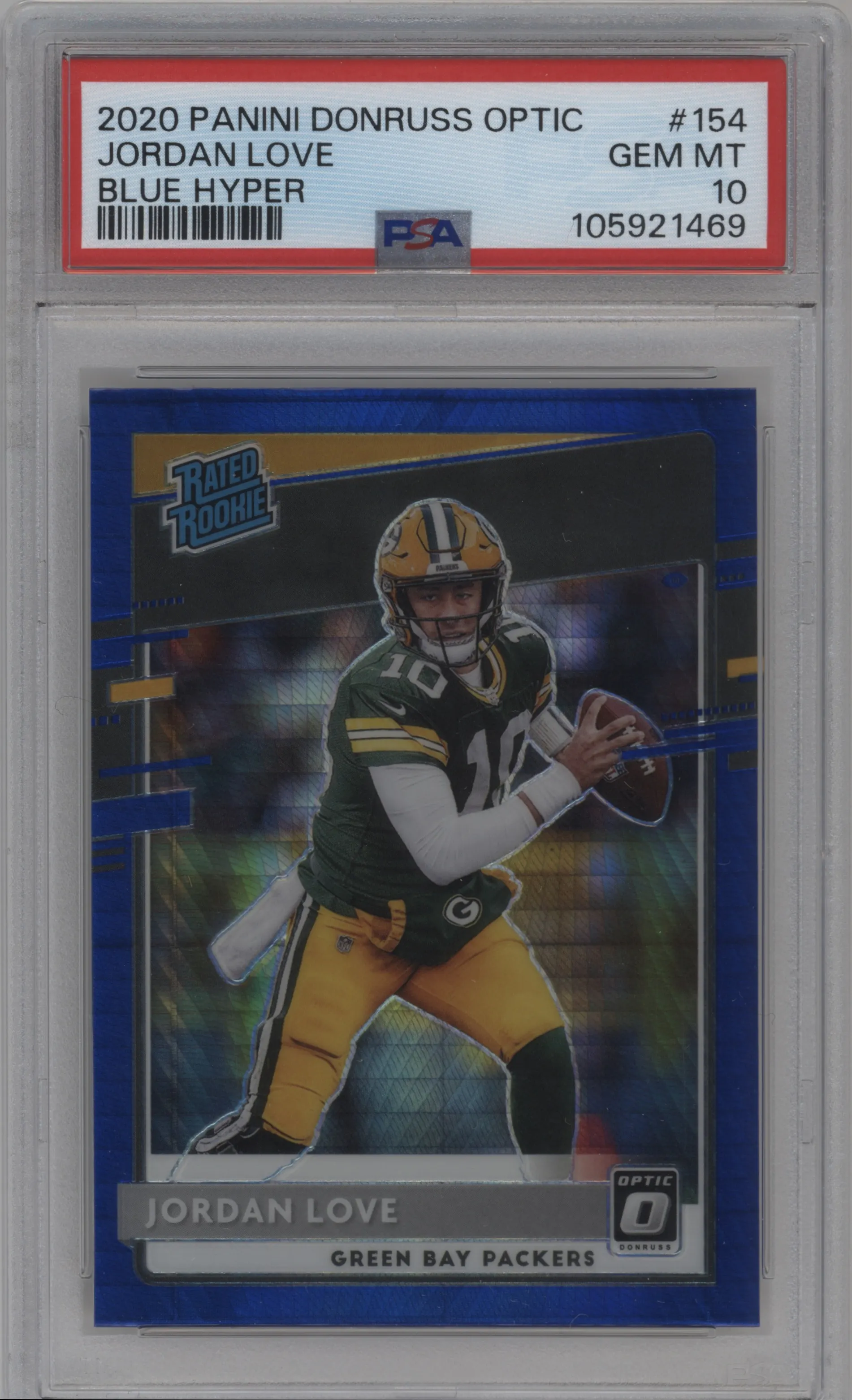2020 Panini Donruss Optic Rated Rookie Jordan Love Hyper Blue PSA 10