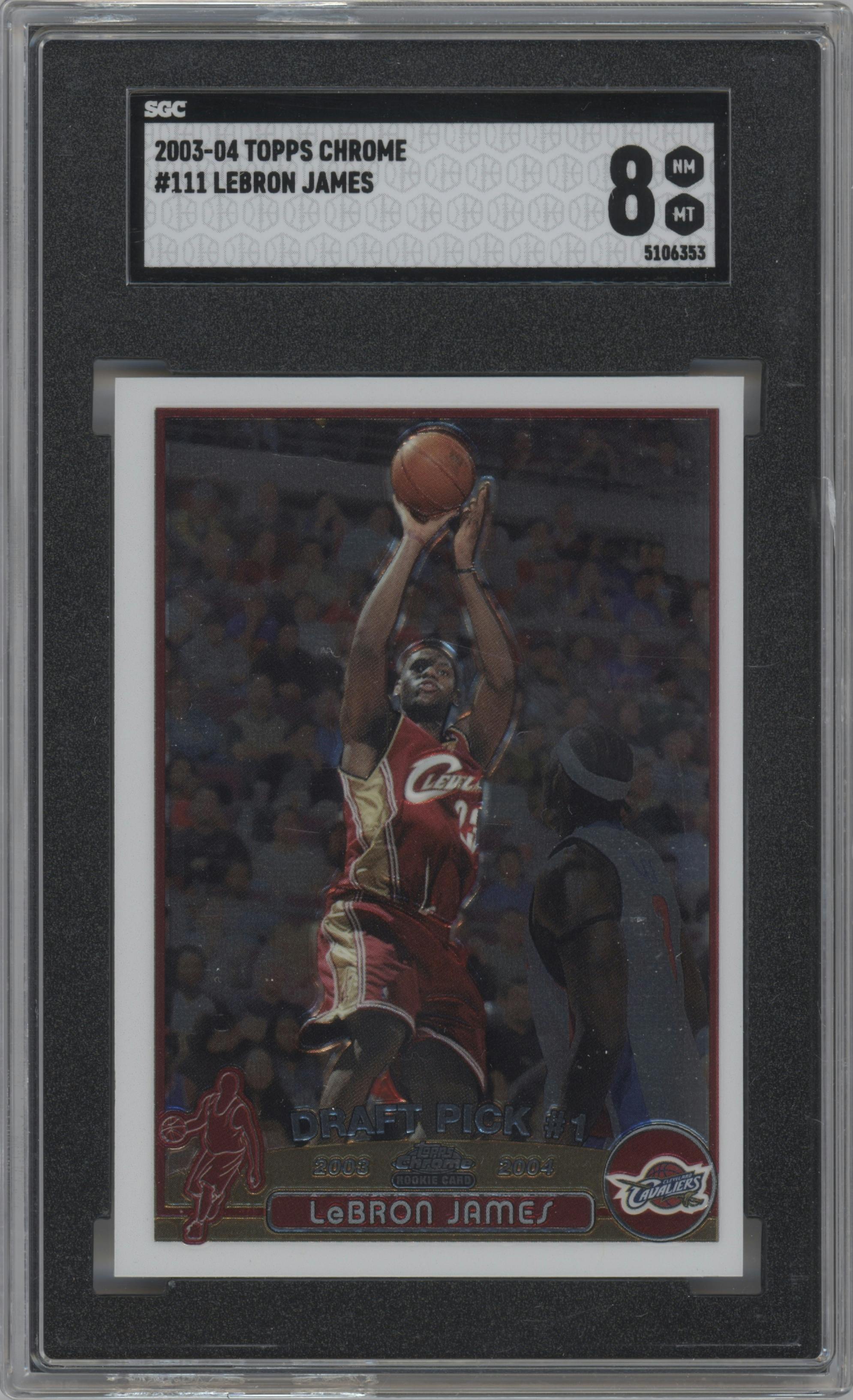 LeBron James from the 2003-04 Topps Chrome set graded by SGC and given an overall grade of 8.