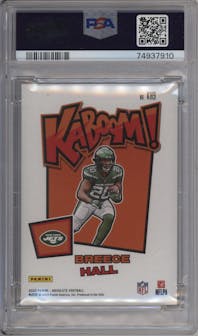Breece Hall from the 2022 Panini Absolute set graded by PSA and given an overall grade of 10.