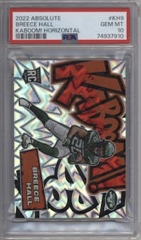 Breece Hall from the 2022 Panini Absolute set graded by PSA and given an overall grade of 10.