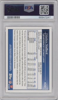 Matthew Stafford from the 2009 Topps set graded by PSA and given an overall grade of 10.