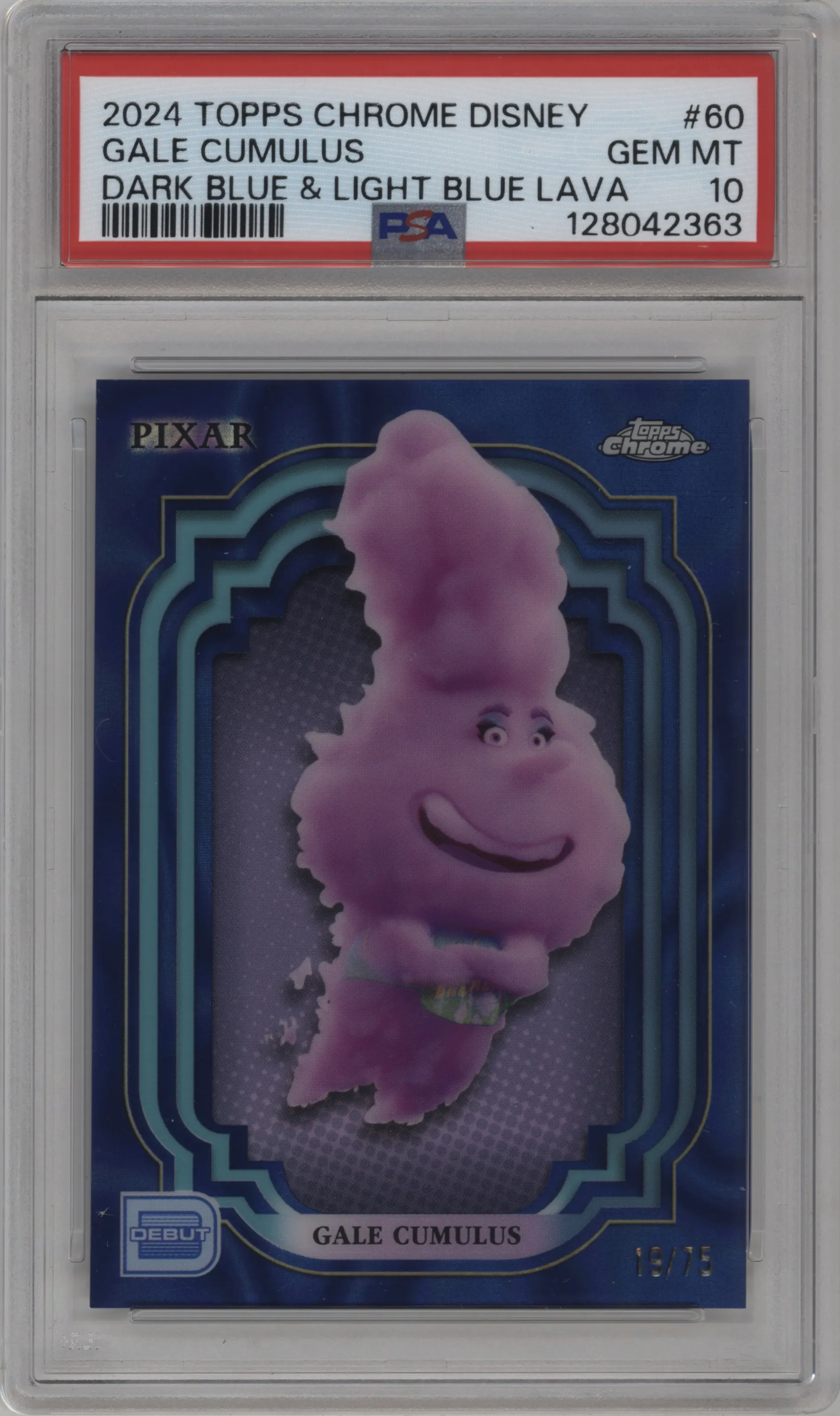 2024 Topps Chrome Disney Gale Cumulus Dark Blue and Light Blue Lava PSA 10