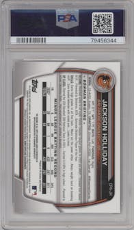 Jackson Holliday from the 2023 Bowman  set graded by PSA and given an overall grade of 9.