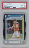 Bo Nix from the 2024 Donruss set featuring a Holo parallel graded by PSA and given an overall grade of 10.