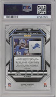 Jameson Williams from the 2022 Panini Prizm set featuring a Silver Prizm parallel graded by PSA and given an overall grade of 9.