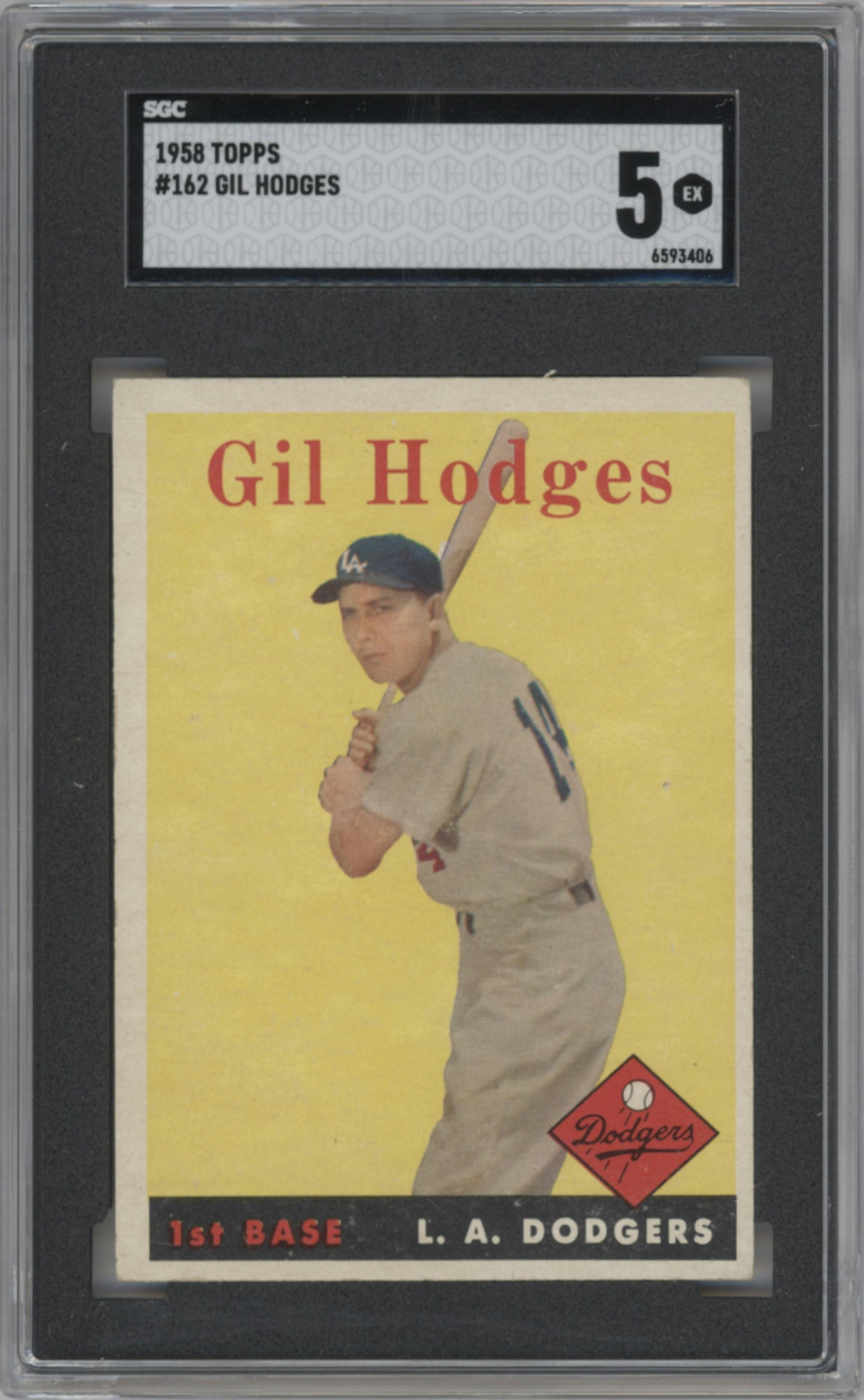 Gil Hodges from the 1958 Topps set graded by SGC and given an overall grade of 5.