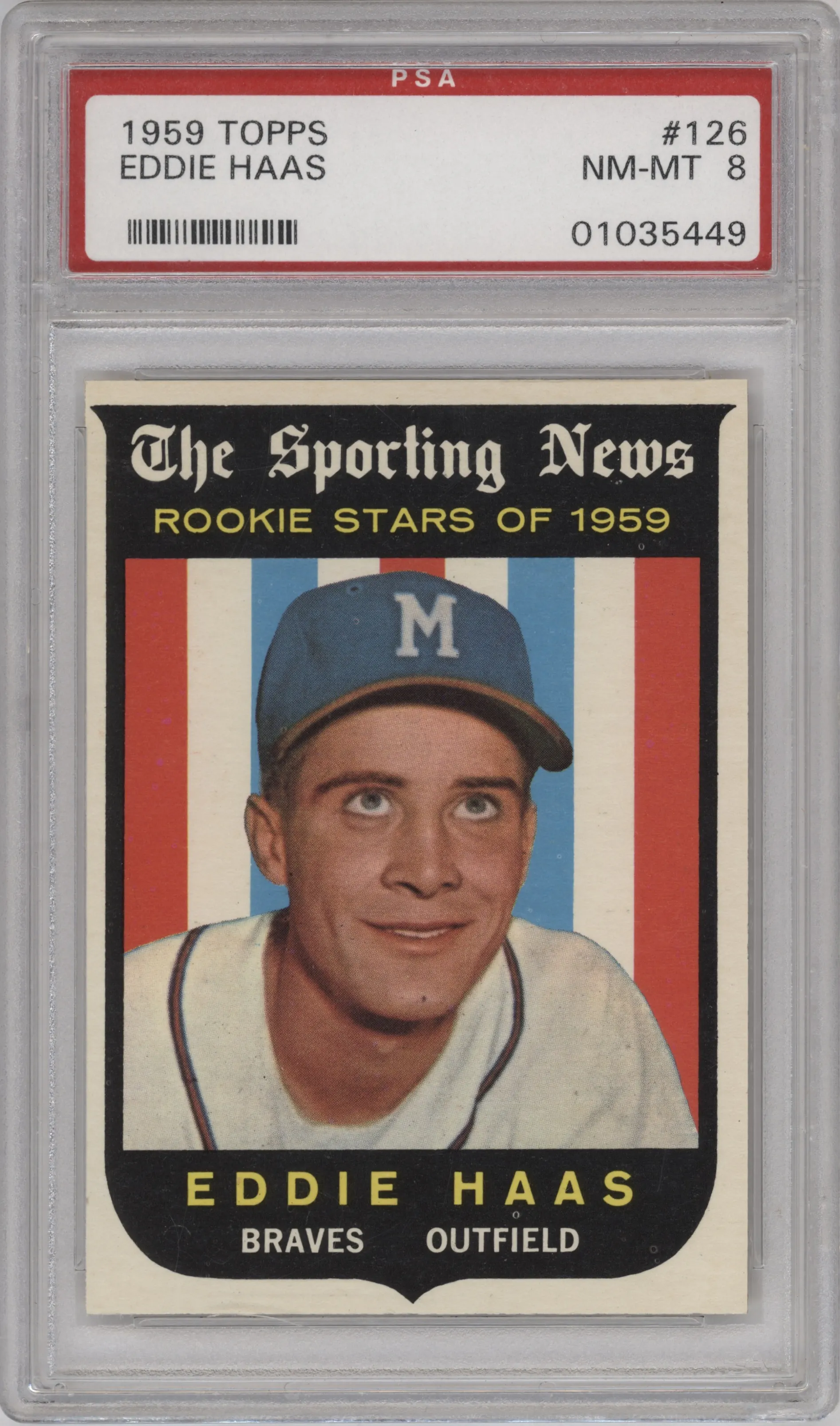 1959 Topps Eddie Haas PSA 8