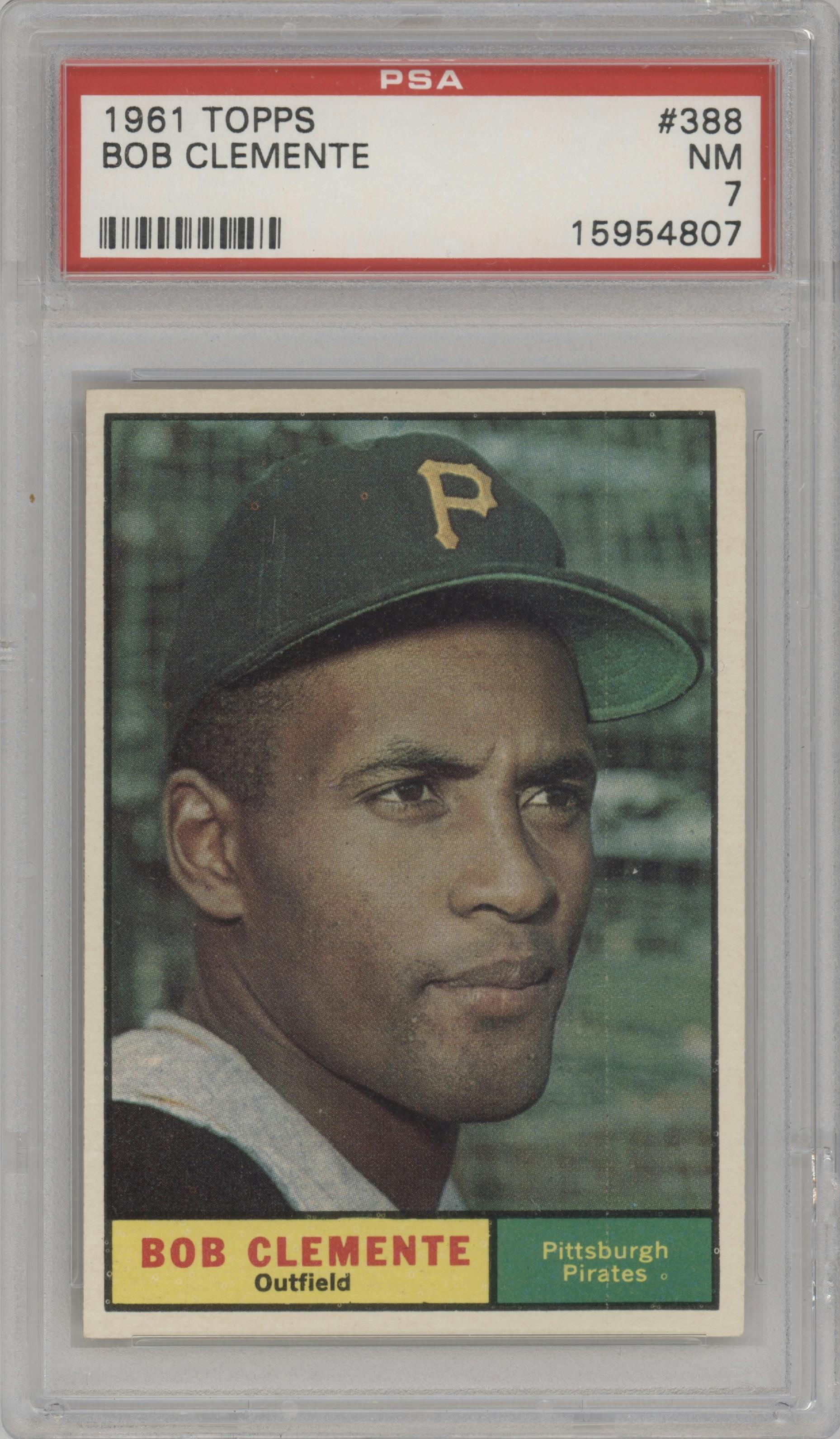 Bob Clemente from the 1961 Topps set graded by PSA and given an overall grade of 7.