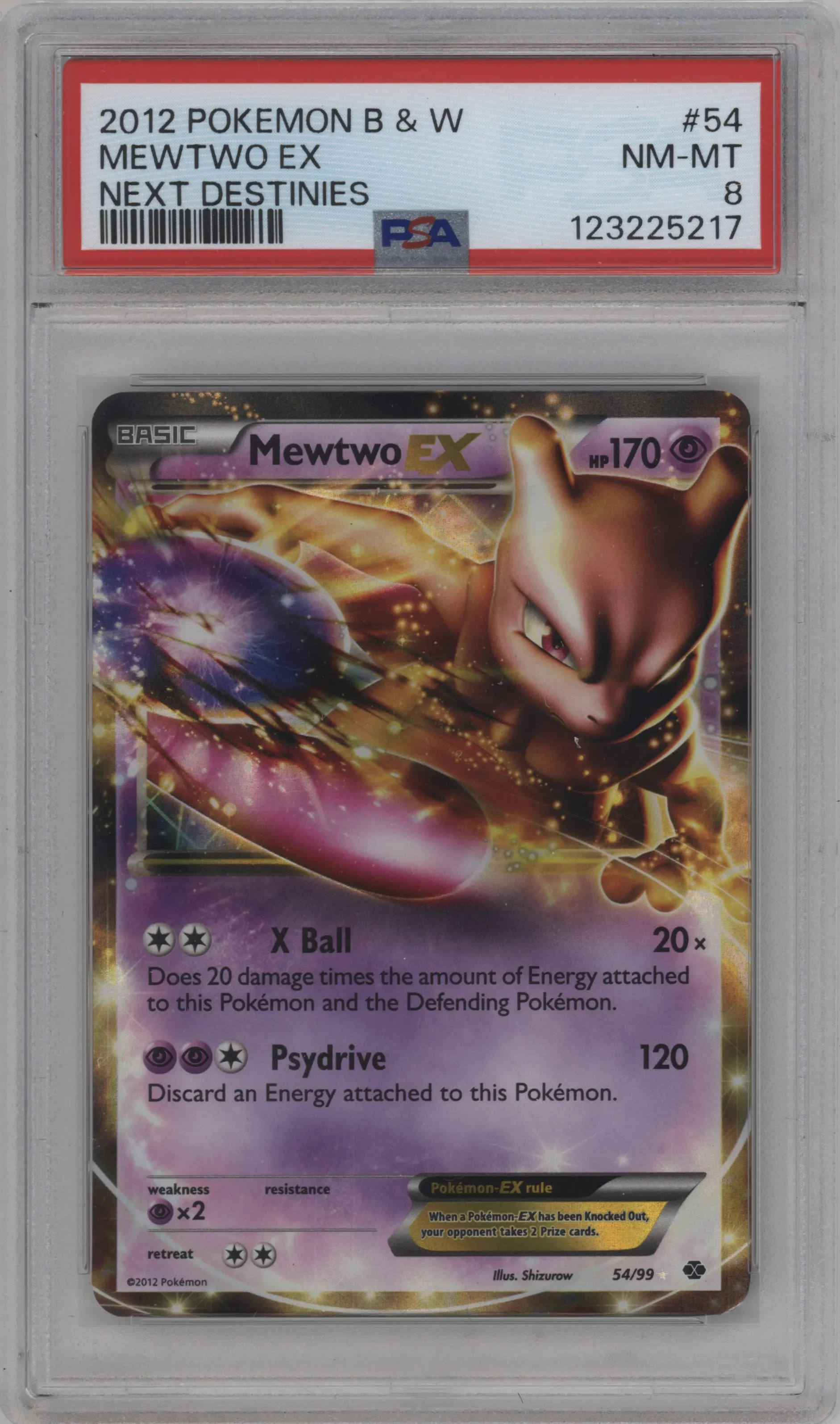 2012 Pokemon B&W Next Destinies Mewtwo EX #54 PSA 8