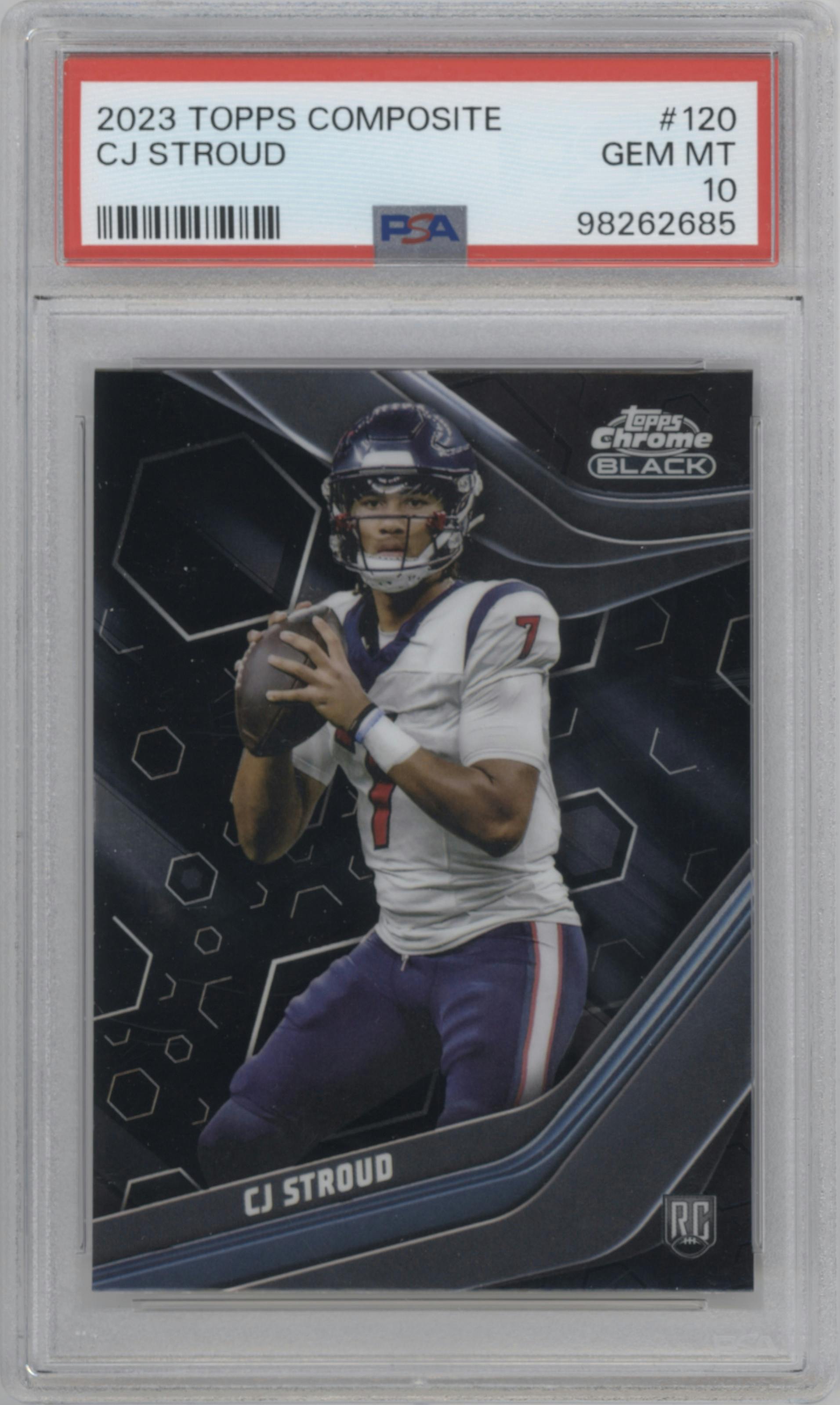 CJ Stroud from the 2023 Topps Composite set graded by PSA and given an overall grade of 10.