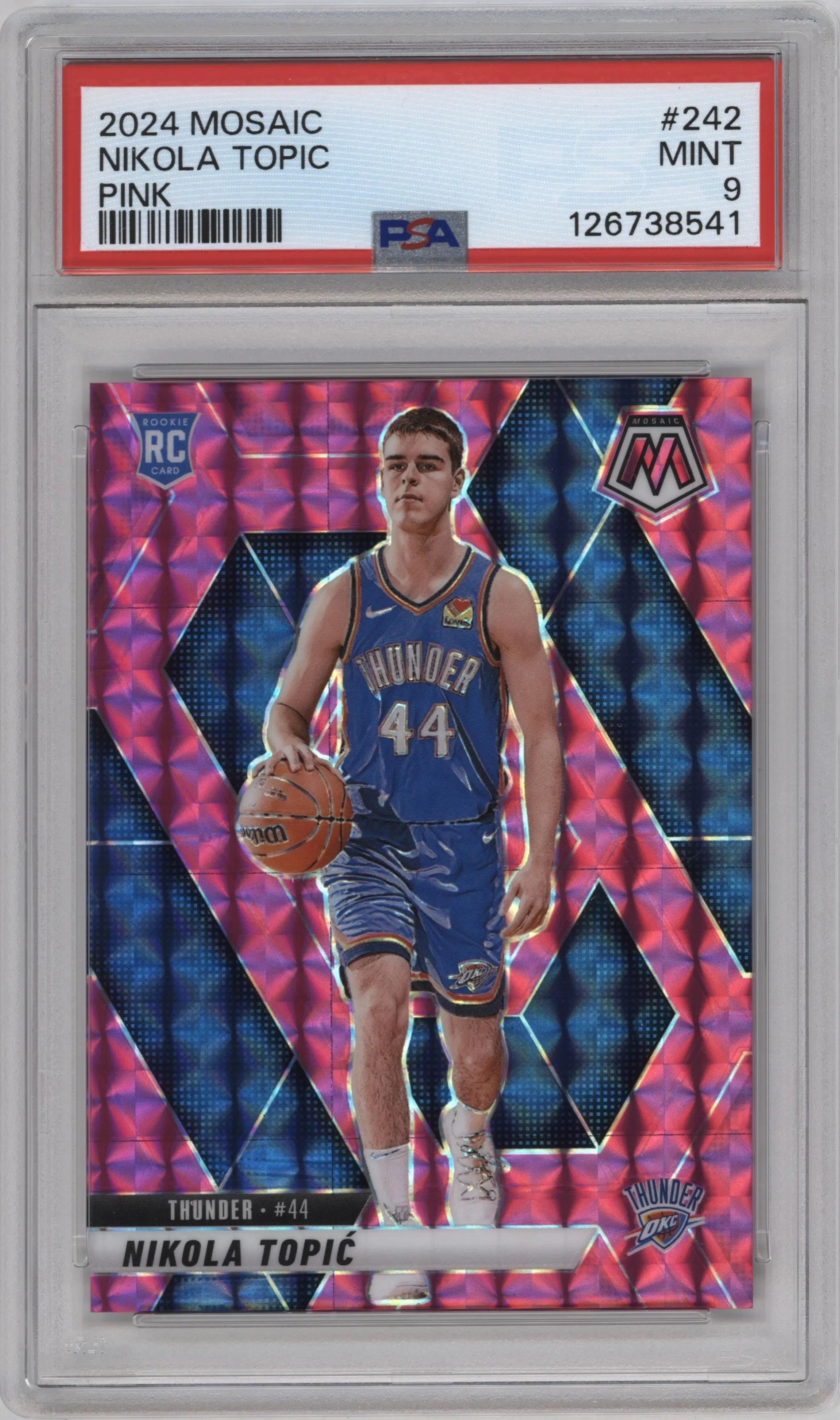 2024 Panini Mosaic Nikola Topic Pink Mosaic PSA 9