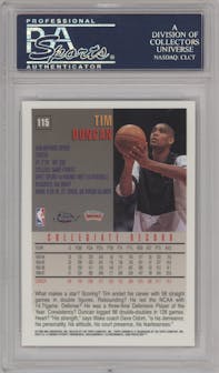 Tim Duncan from the 1997-98 Topps Chrome set graded by PSA and given an overall grade of 10.