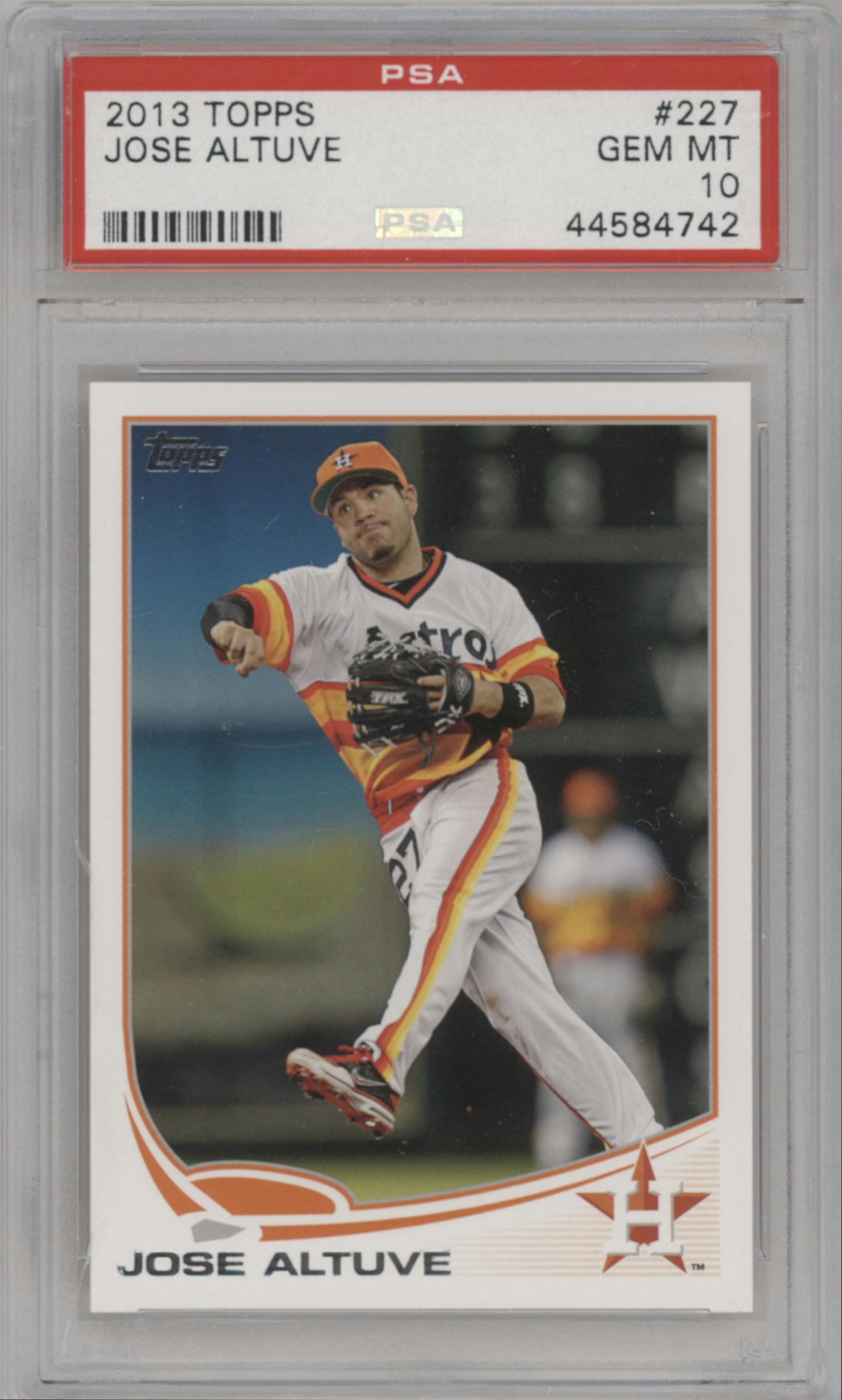 Jose Altuve from the 2013 Topps Series 1 set graded by PSA and given an overall grade of 10.