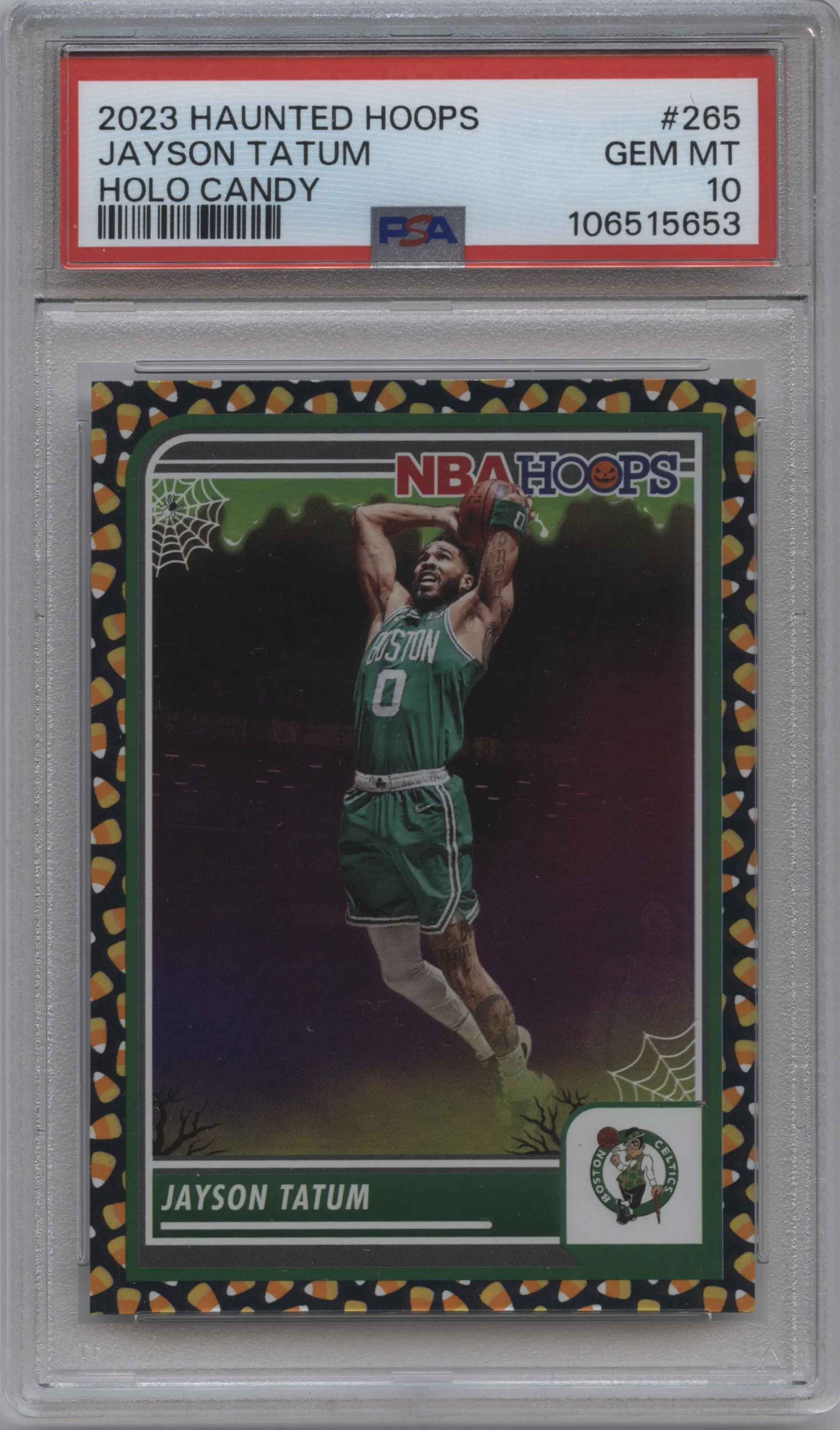 2023 Panini Haunted Hoops Jayson Tatum Holo Candy PSA 10