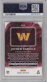 Jayden Daniels from the 2024 Panini Origins set featuring a Blue Holo parallel graded by PSA and given an overall grade of 9.