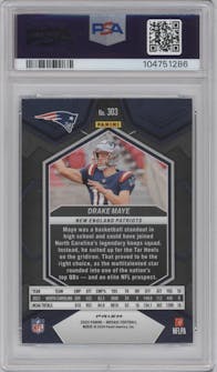 Drake Maye from the 2024 Panini Mosaic set featuring a Reactive Blue parallel graded by PSA and given an overall grade of 10.