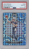 Drake Maye from the 2024 Panini Mosaic set featuring a Reactive Blue parallel graded by PSA and given an overall grade of 10.