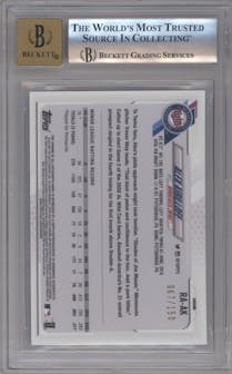 Alex Kirilloff from the 2021 Topps Chrome set featuring a Blue Refractor  parallel graded by Beckett and given an overall grade of 9.