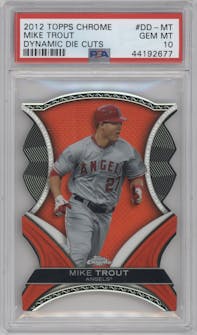 Mike Trout from the 2012 Topps Chrome set graded by PSA and given an overall grade of 10.